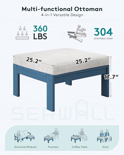 Image of SERWALL HDPE Outdoor Ottoman with Cushions