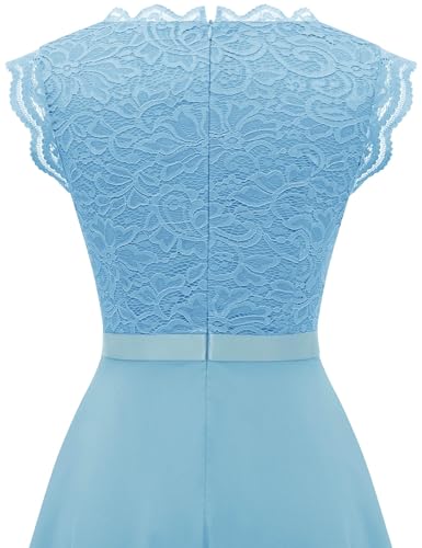 Image of Dressystar Women's V Neck Sleeveless Lace Bridesmaid Dress Wedding Party Gown