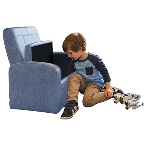 Stash Cute Comfy Kids Recliner Toddler Sofa Chair With Storage Chest For Toys Boys Girls Play-Room Furniture Reading Upholstered Little Mini Modern Baby Children Child Quality 250Lb Weight Limit Blue #TOP7