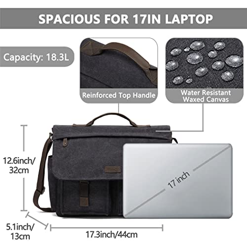 Men Women Messenger Bag Vintage Water Resistant Waxed Canvas 17'' Laptop Briefcase Padded Shoulder Bag2