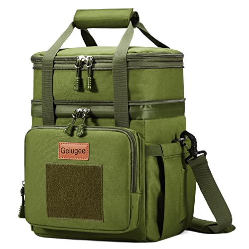 Gelugee Green Tactical Lunch Box For Men, Insulated Waterproof Reusable Lunch Bag Lunchbox, Durable Military Cooler Bag With Adjustable Shoulder Strap, Lunch Tote For Adults To Work Picnic #TOP9