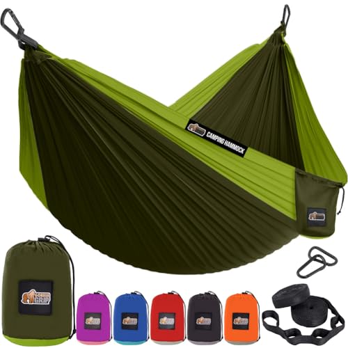 GORILLA GRIP Durable Camping Hammock with Heavy Duty Tree Straps, Portable Hammocks for Outside,...