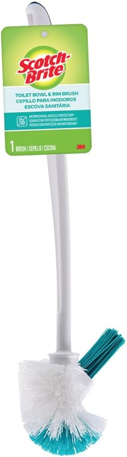 Scotch-Brite Premium Toilet Plastic Brush, Anti-Microbial bristle protection, No Bacterial Odor, long handle
