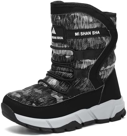 Mishansha Kinder Schneestiefel Winterschuhe Winter Gr.24-38 | Warm Gefüttert,Mädchen Jungen,Winterstiefel,Rutschfest,Klettverschluss,Outdoor