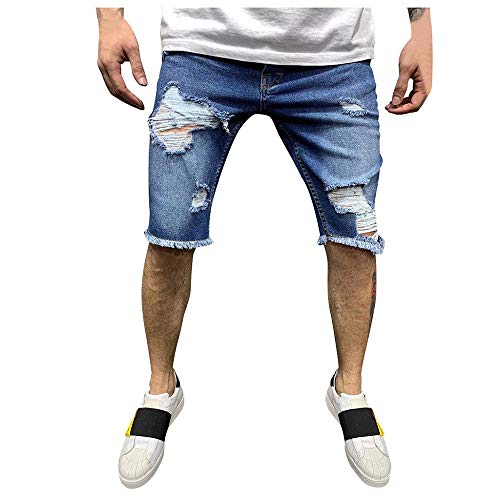 MMUJERY Pantalones Hombre-Pantalones Cortos Hombre-Vaqueros para Hombre-Shorts Vaqueros Estampados para Hombre-Pantalones Cortos de Mezclilla de los Hombres-Pantalones Multibolsillos Hombre Trabajo