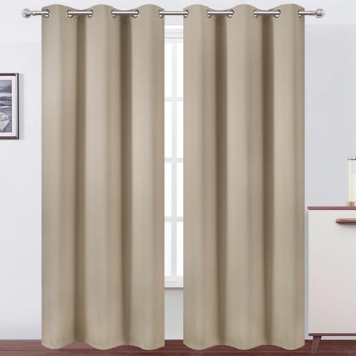 Image of LEMOMO Khaki Thermal Blackout Curtains /38 x 84 Inch /Set of 2 Panels Room Darkening Curtains for Bedroom