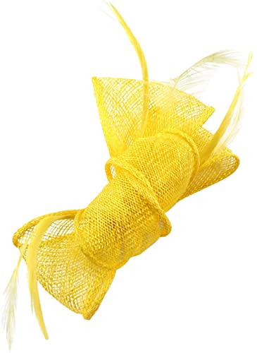 Bibi à clip en sinamay jaune en taille unique pour coiffure de cérémonie