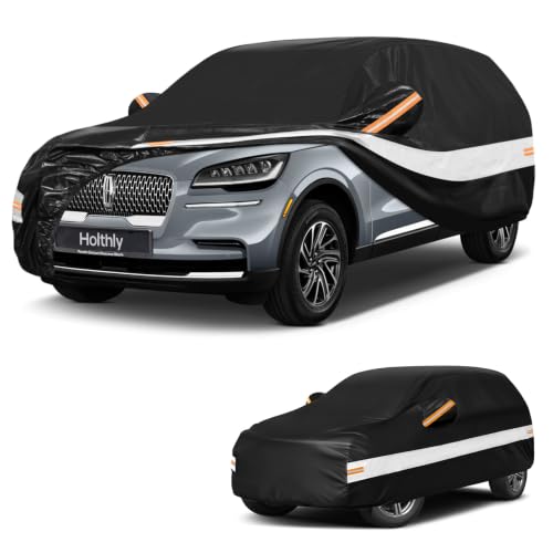 Image of 10 Layers SUV Car Cover Custom Fit for Lincoln Aviator (2002-2026), Waterproof All Weather for Automobiles, Outdoor Full Cover Sun Rain Dust UV Protection with Cotton. Black