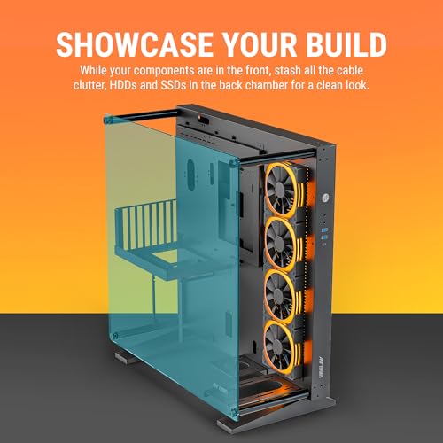 Image of Ant Esports Cypher K9 Full-Tower ATX Open-Frame Computer Case /Gaming Cabinet - Black | Support Micro-ATX, Mini-ITX | Pre-Installed 4 ARGB-PWM Remote Controlled Fans