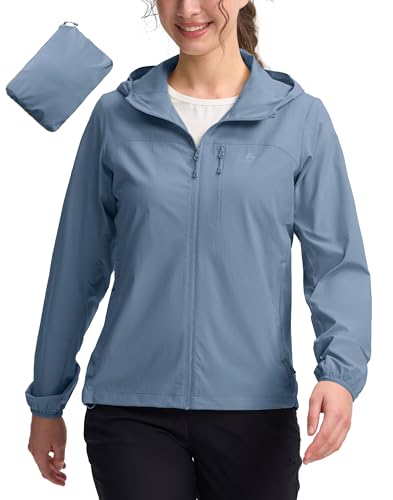 Pioneer Camp Windbreaker Damen Laufjacke Windjacke Leicht Wasserdicht Atmungsaktiven-UPF 100+ SonnenschutzWasserabweisend Robust-Reisen Laufen Wandern(Blue;M)