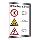 Dreifke® Hinweisschild, Betriebsgelände Schrittgeschwindigkeit900x600mm Aluverbund 600x900mm