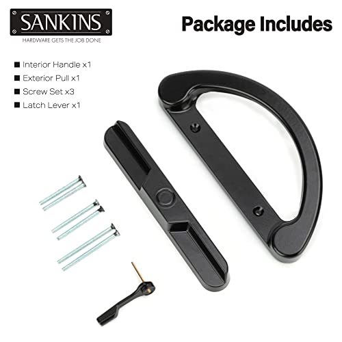 SANKINS Sliding Patio Door Handle Pull Set, Black Diecast Non-Keyed Gate Handle Set for Mortise Lock Style Glass Door, Replacement Handle for Sliding Glass Door Fits 3-15/16” Hole Spacing by SANKINS - Used condition - Image 8