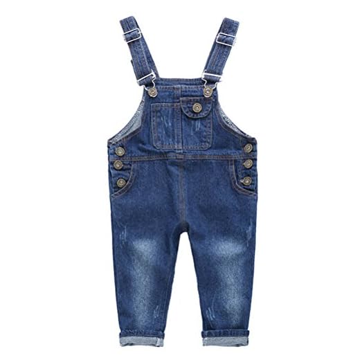 : ARAUS Niños Mono Vaquera Overoles Pantalones de Peto Jeans Pants para Niños, 6-7 Años (altura 130 cm);
