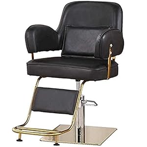 Salon Ligstoel, kappersstoel, salon, kapper, hydraulische kapper, salonstoel, kapsalon, professionele salon, tattoostoel voor salon beauty apparatuur (kleur: zwart + goud 1)