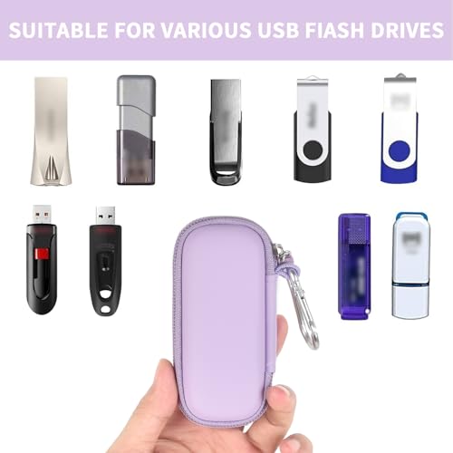 Image of USB Flash Drive Case, SD Card /Thumb Drive /Memory Cards Holder, Bag Only | SDXC /SDHC Storage, Electronic Accessories Organizer for SanDisk / for Samsung, for Students /IT /Office /School /Travel, L-Purple