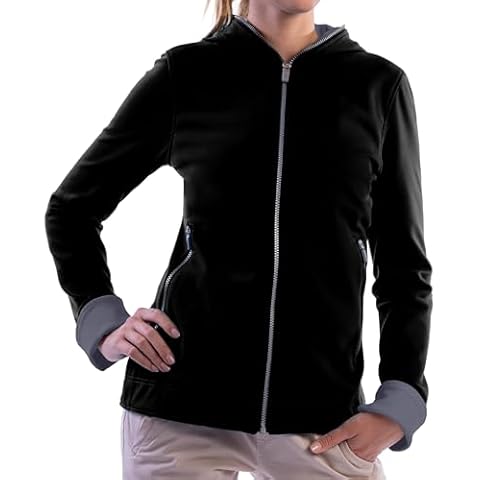 SCOTTeVEST Glow Hoodie for Women - 18 Hidden Pockets - Lightweight Zip Up Sweatshirt for Travel & More (Midnight, Medium) Cover