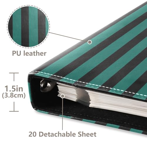 Álbum de fotos para hacer tú mismo con páginas autoadhesivas, diseño negro con rayas verdes aqua, encuadernación de 3 anillos, 40 páginas, tamaño 8x10 pulgadas miniatura 4