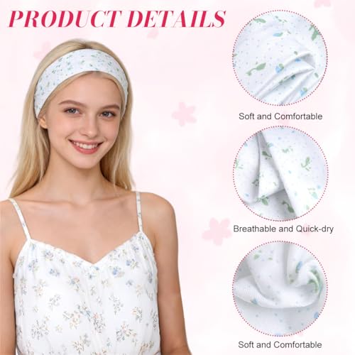 Image of MAYCREATE 6Pcs Hair Bands for Women Floral Stripe Headbands Bandanas for Women Fashion Stretchy Soft Cherry Hair Band Hairband for Woman Teen Girls Daily Outfit Gatherings Yoga & Skincare