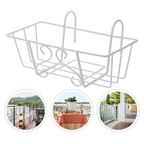 Soporte para macetas colgante de hierro blanco NUOBESTY estante cuadrado para plantas de balcón 8