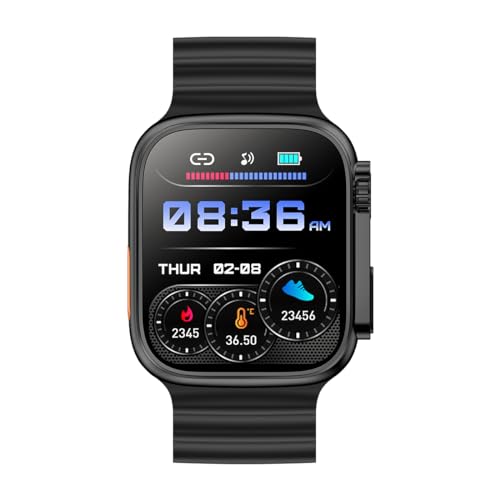 Image of pTron Reflect Pro 1.85 inch Smartwatch, Bluetooth Calling, Full Touch Display 600 NITS, Digital Crown,Metal Frame, 100+ Watch Faces, HR, SpO2, Voice Assist, 5 Days Battery Life, IPX68 Waterproof (Black)