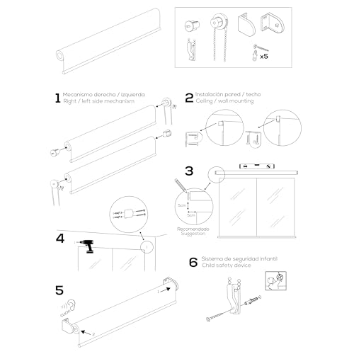 Miniatura 7 de Blindecor Estor Screen A Medida Color Beige Estor Screen 130 X 250 Cm Ancho Por Alto Tamaño De La Tela 127 X 245 Cm Estores Enrollables Screen Para Ventanas