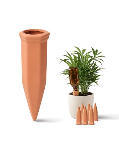Bamworld Plant Watering Devices 6-Pack Self Watering Plant Spikes Terracotta Stakes Automatic Plant Waterer & Self Watering System for Plants Vacation Care for Outdoor Indoor Potted Plants