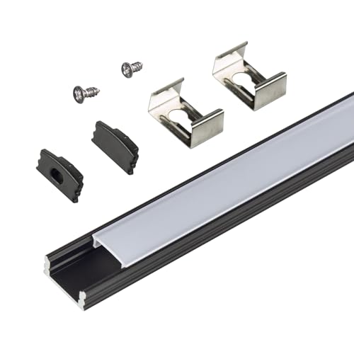 Image of Armacost Lighting LED Tape Light Mounting Channel, Surface Mount, Black 5-Pack 960056