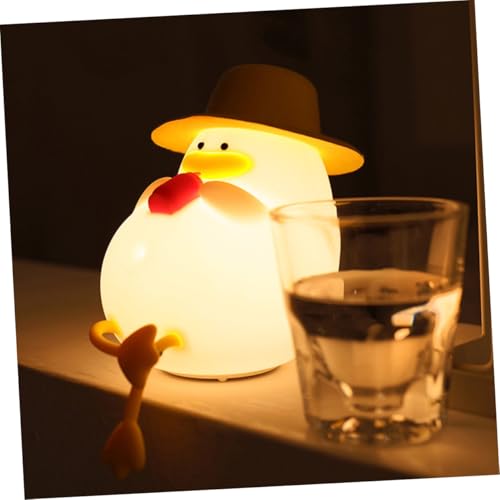 Lámpara de mesa noche silicona pato LED recargable blanca miniatura 7