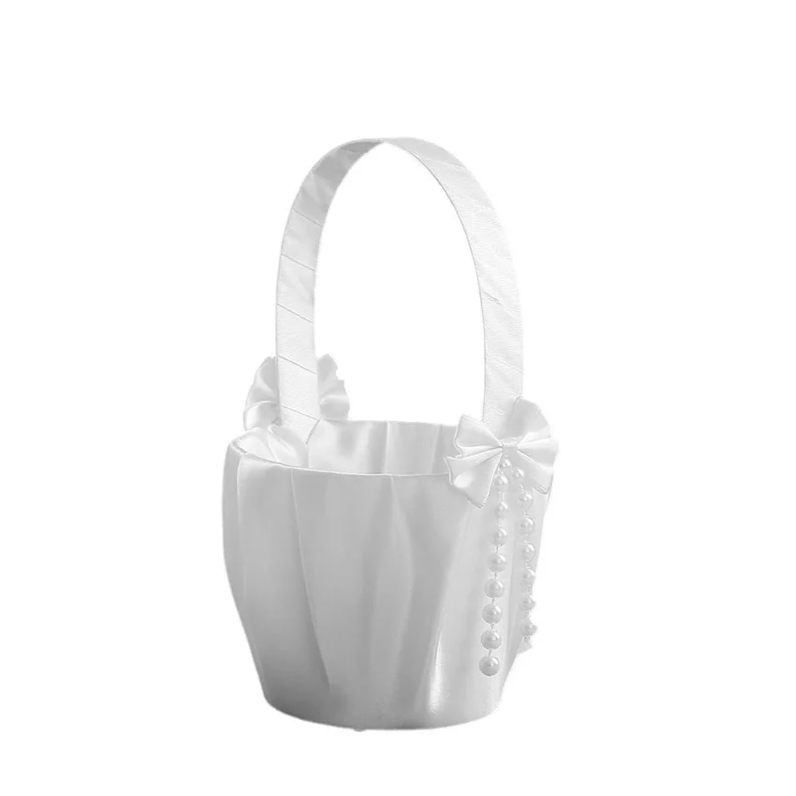 Wedding Petal Confetti Basket, White Pearl Knot Flower Basket for Wedding Ceremony Decoration