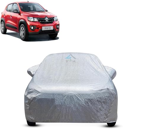 Image of Y3H 100% Waterproof Car Cover Compatible with Renault Kwid (Model : 2015-2018) Custom Fit Body Covers with Mirror Pockets | Color : Metalic Silver