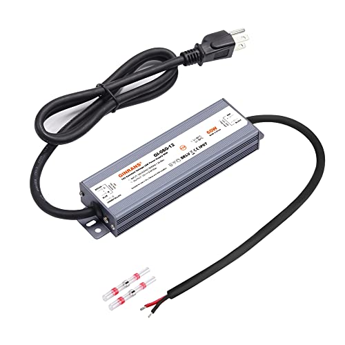 GINRANS 60W IP67 Waterproof Constant Voltage LED Driver Power Supply Transformer, 100-240V AC...