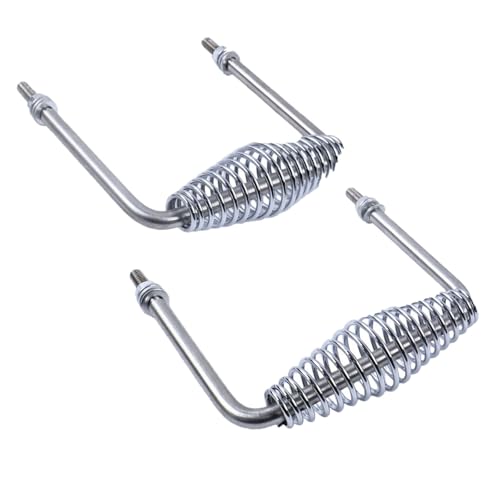 Image of 2X 6 inch Stainless Spring Handle 5 inch Wide Overall with 1 /2 inch Steel Rod Compatible with Most BBQ Pits Trailers Grills Custom Metal Projects Smokers Wood Stoves and Cabinets