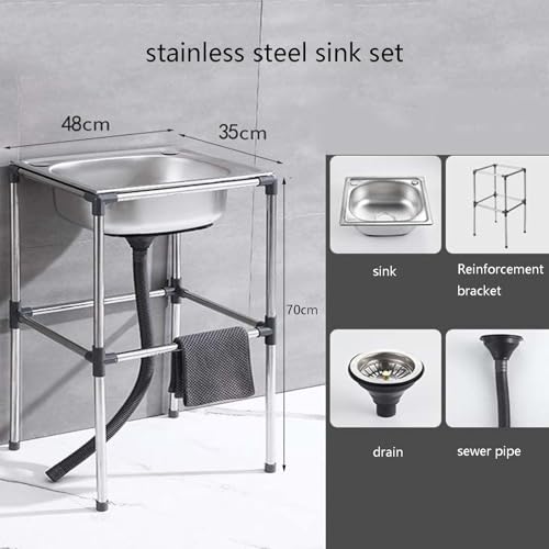 Fregadero de restaurante sencillo y compacto de 48cm con lavabo individual resistente 3