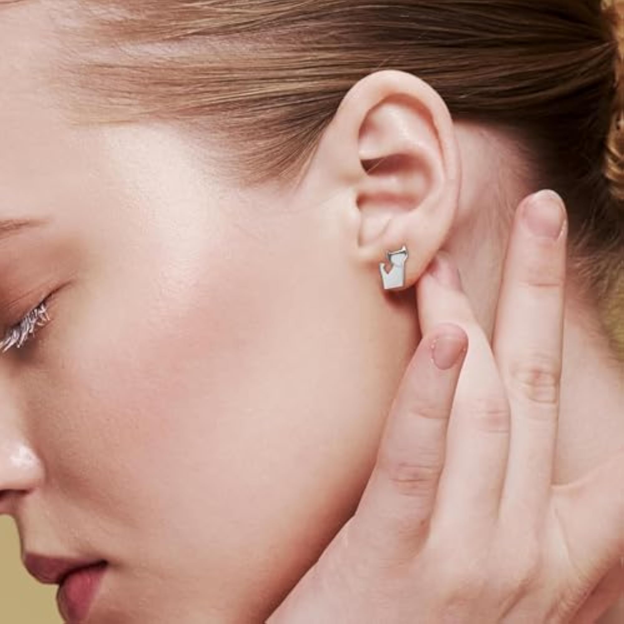 Women's 925 Sterling Silver Mini Kitten Shape Stud Earrings