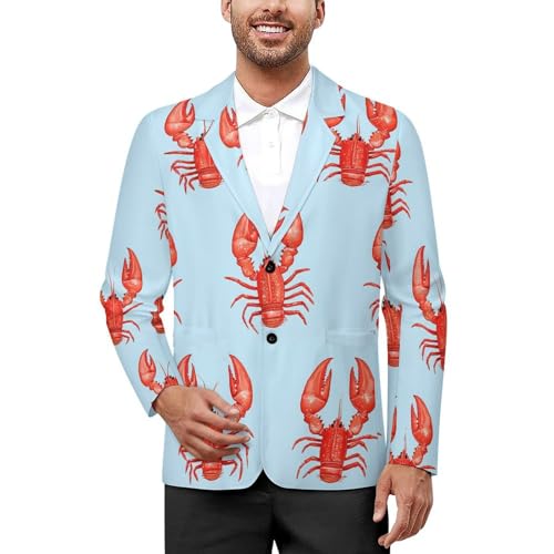 Red Cute Lobster Men's Slim Suit Long-Sleeve Prom Tuxedo Classic Two Button Business Jacket - Main Image