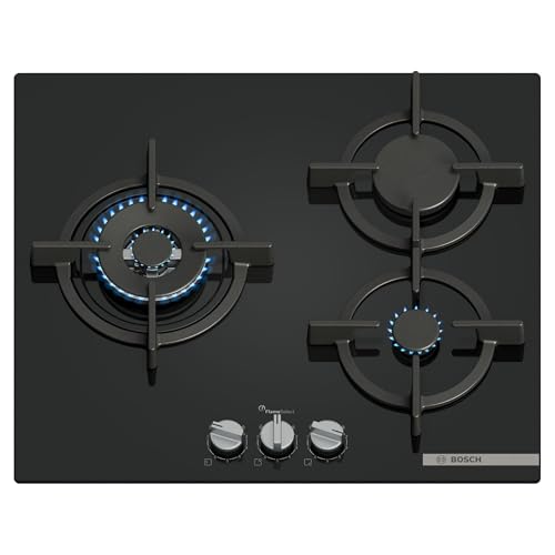 Bosch Plaque de cuisson gaz Série 6 3 zones de cuisson FlameSelect GasStop Noir PPC6A6I10