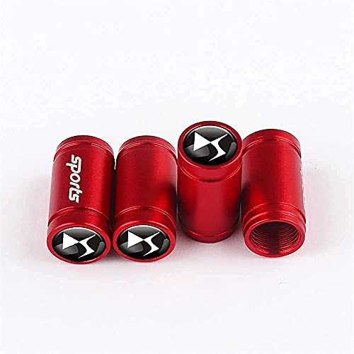 Lobfdxs 4 PièCes MéTal de Bouchons de Valve de Pneus pour Citroen Ds2 Ds3 Ds4 Ds5 Ds6 Ds7, Étanche Antipoussière Antirouille Bouchons, Avec Joint Caoutchouc DéCoration Accessoires Cover