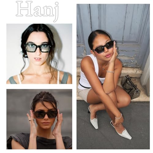 Image of Hanj Rectangle Retro Sunglasses for Women Men Vintage Square Sun Glasses Fashion Classic 90s Shades