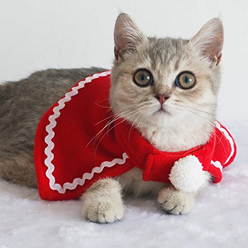 2 Pieces Christmas Pet Costume Set, Dog Cat Christmas Santa Hat Cloak, Adjustable Christmas Pet Costume Accessory For Christmas Decoration Pet Christmas Party Cosplay Supplies For Small Cats Dogs Pets #TOP6