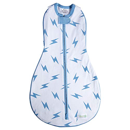 Woombie Grow with Me Baby Convertible Swaddle Blanket, Swaddle Fits Babies 0-9 Months, Expands to Wearable Blanket for Babies up to 18 Months, Blue Bolt