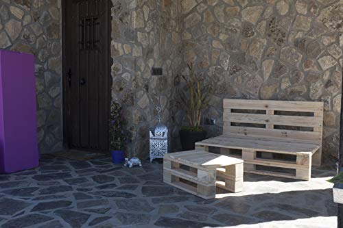 Palets Talavera Conjunto 1x Sofa Palet 120cm x 80cm 1x Mesa 80cm x 48cm Lijado Y Cepillado -Interior/Exterior Nuevo-Natural