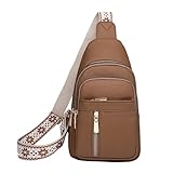 Bolso bandolera pequeño – Bolsa de pecho | Bolso bandolera para mujer | Bolso cruzado de cuero | Bolsa de viaje portátil de un solo hombro – Bolso de cuerpo, riñonera, bolso de hombro pequeño casual