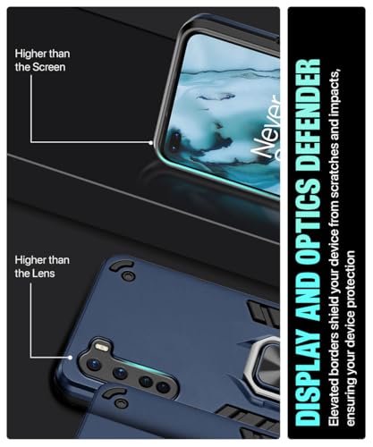 Image of WOW IMAGINE Shock Proof Back Case Mobile Cover for OnePlus Nord | Back Cover Case (Tough Armor | Hybrid PC + TPU | Ring Holder & in-Built Kickstand | Blue)