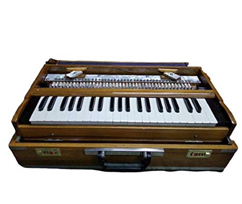 Image of MAYA MUSICALS 3.5 Octave Box Harmonium with 2 Set Palitana Reeds, 42 Nylon Keys, Burma Teak Wood, Seven Fold Bellow, A=440Hz International Pitch, Full Chain Cover & Premium Padded Bag