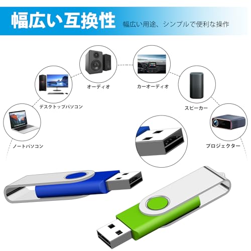 EASTBULL USBメモリ 16GB 5個セット フラッシュメモリー USB2.0 フラッシュドライブ 360° 回転式 5色 (16GB, 5個セット)