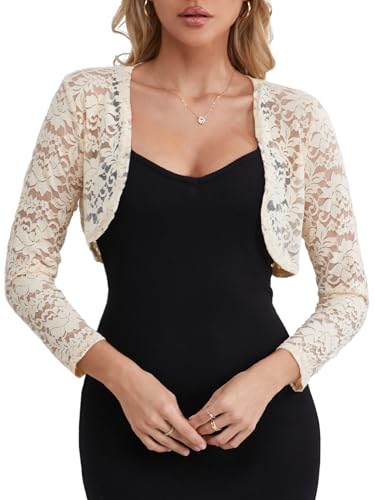 Fuinloth Women's Lace Shrugs, 3/4 Sleeve Bolero Floral Top
