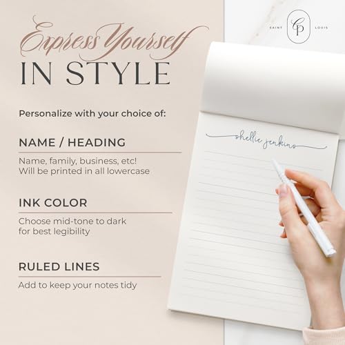 personalized stationery notepads for women notepads with name in all lowercase custom notepad lined unlined cute notepads to do list notepad memo pad personalized notepads with name - swash script pad