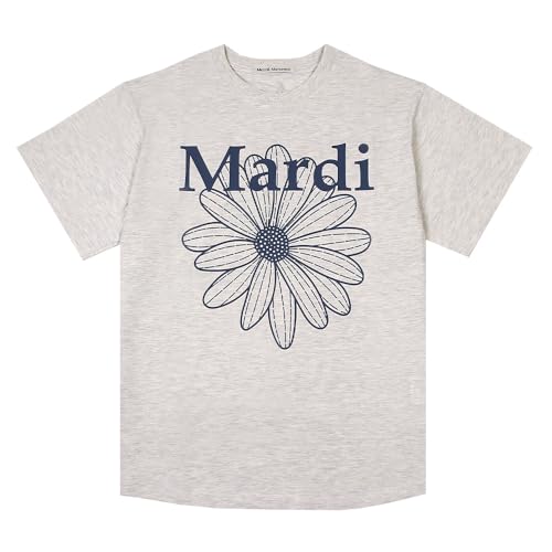 [mardi mercredi] マルディメクルディ Tシャツ TSHIRT FLOWERMARDI OATMEAL BLUE 半袖 レディース 韓国 ファッション アパレル [並行輸入品]