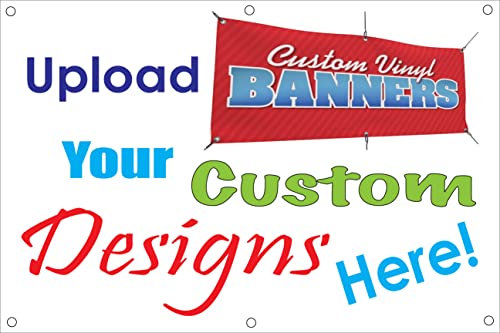 Custom Full Color Graphic Vinyl Banners Customize Now with Online Designer Vinyl Banner Customize Text Personalized Vinyl Banner Outdoor Banner for Parties,Business,Birthday,Graduation and More (2X4)