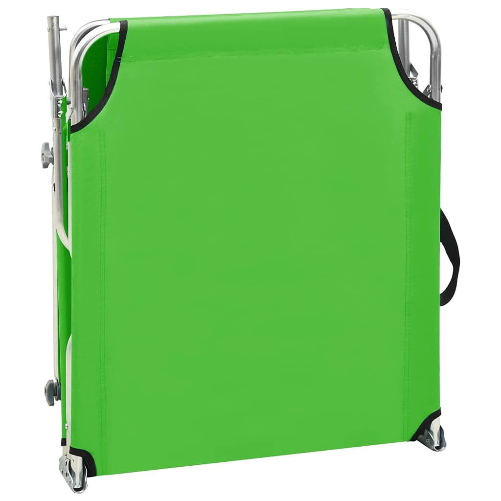 Youuihom Lettini da Sole Sedia a Sdraio da Spiaggia Sdraio da Esterno Lettino Pieghevole con Baldacchino in Acciaio Verde Mela Adatto per Spiaggia, Campeggio, Piscina, Patio, Prato